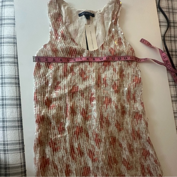 French Connection Cream Sofa Reds Clear Sequins Feather Field Saess Dress NWT 6 - Picture 13 of 15